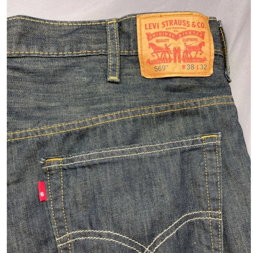 Levi's 569 Loose Straight Leg Jeans‎ Mens 38x29 Dark Wash Indigo Denim